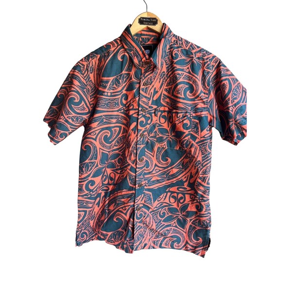Tribal Origin Men's LARGE Coral Vintage Hawaiian Shirt Button Up 100% Cotton - Picture 1 of 6
